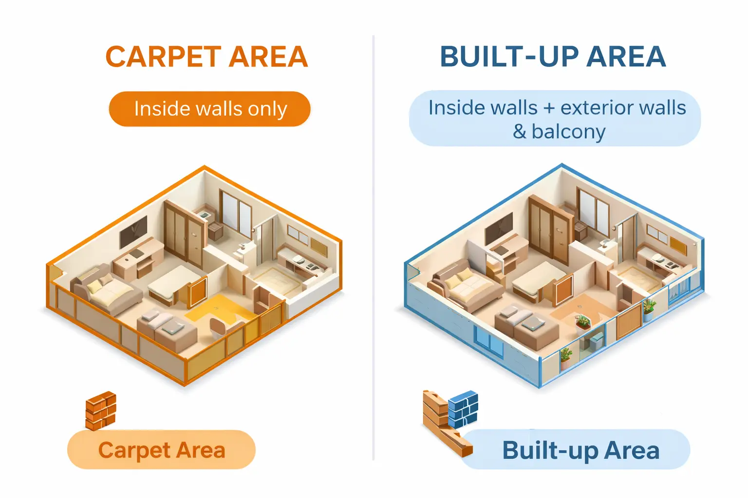 Carpet Area vs Built-Up Area